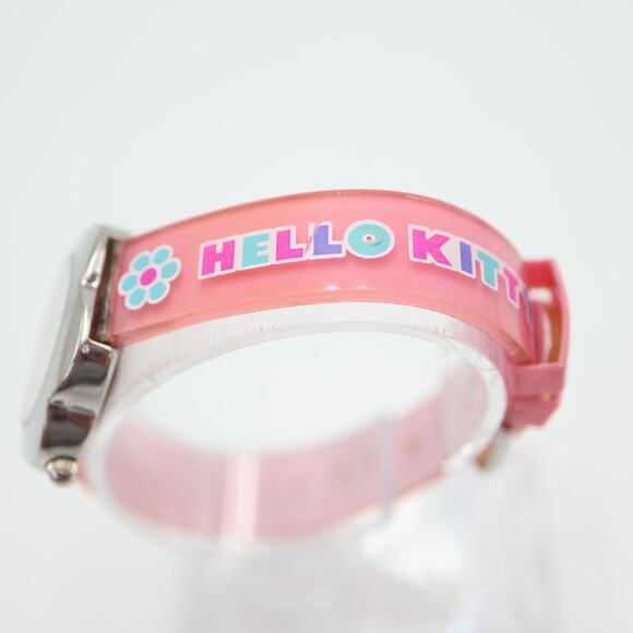 Hello Kitty Sanrio 2007 Pink Silver Flower Watch 29mm Dial with New Battery - Picture 10 of 14